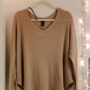 Beige V Neck Sweater